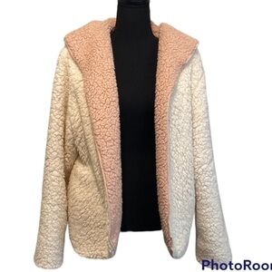 LA HEARTS | Sherpa Hooded open reversible jacket/sweater | Size medium